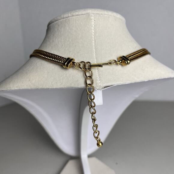 Vintage Double Strand Gold Tone Necklace Lot Avon X & Knot Tie 16-18" Costume - Picture 7 of 13